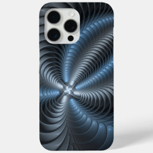 Plastic Blue Grey 3D Fractal Art Modern Abstract iPhone 15 Pro Max Case