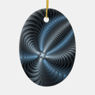 Plastic Blue Grey 3D Fractal Art Modern Abstract Ceramic Tree Decoration