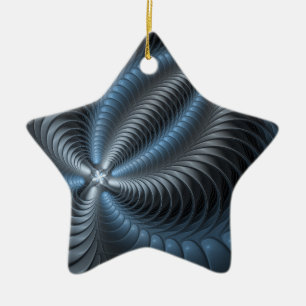 Plastic Blue Grey 3D Fractal Art Modern Abstract Ceramic Tree Decoration