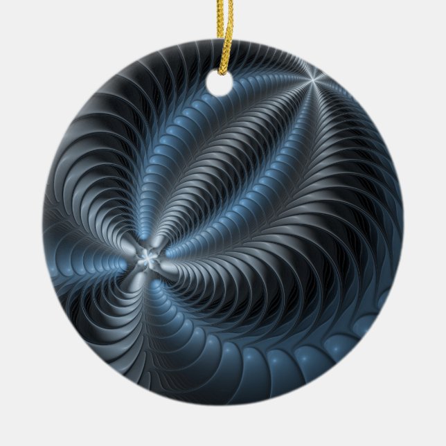 Plastic Blue Grey 3D Fractal Art Modern Abstract Ceramic Tree Decoration (Front)