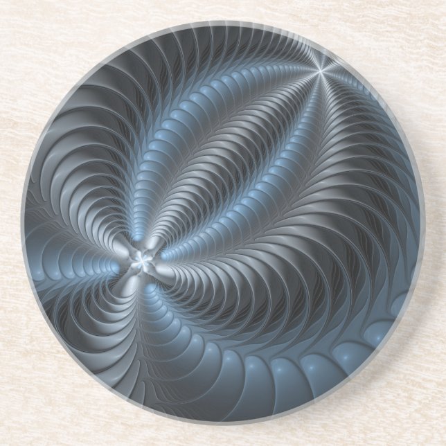 Plastic Blue Grey 3D Fractal Art Modern Abstract Coaster (Front)
