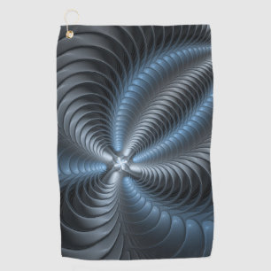 Plastic Blue Grey 3D Fractal Art Modern Abstract Golf Towel