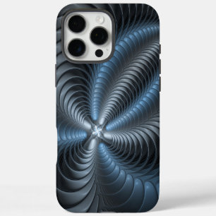Plastic Blue Grey 3D Fractal Art Modern Abstract iPhone 16 Pro Max Case