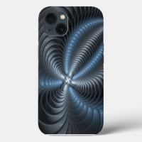 Plastic Blue Grey 3D Fractal Art Modern Abstract