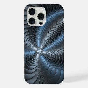 Plastic Blue Grey 3D Fractal Art Modern Abstract iPhone 15 Pro Max Case