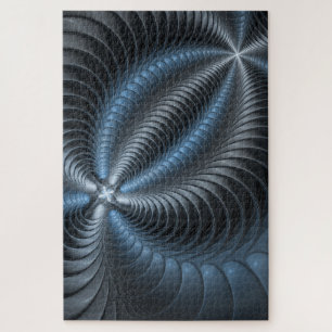 Plastic Blue Grey 3D Fractal Art Modern Abstract Jigsaw Puzzle