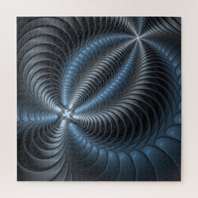 Plastic Blue Grey 3D Fractal Art Modern Abstract Jigsaw Puzzle (Vertical)