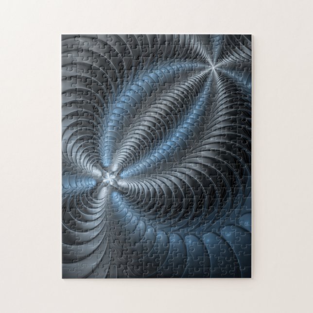 Plastic Blue Grey 3D Fractal Art Modern Abstract Jigsaw Puzzle (Vertical)