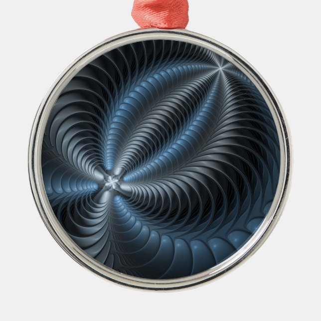 Plastic Blue Grey 3D Fractal Art Modern Abstract Metal Tree Decoration (Front)
