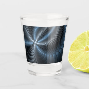 Plastic Blue Grey 3D Fractal Art Modern Abstract Shot Glass
