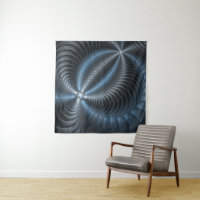 Plastic Blue Grey 3D Fractal Art Modern Abstract