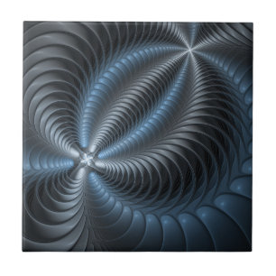 Plastic Blue Grey 3D Fractal Art Modern Abstract Tile