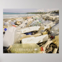 Plastic bottles and ocean dumping on a tropical
