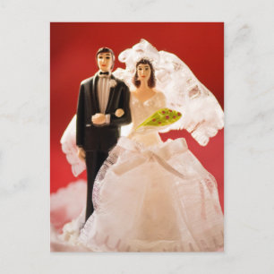 Plastic Bride And Groom Wedding Cake Postcard