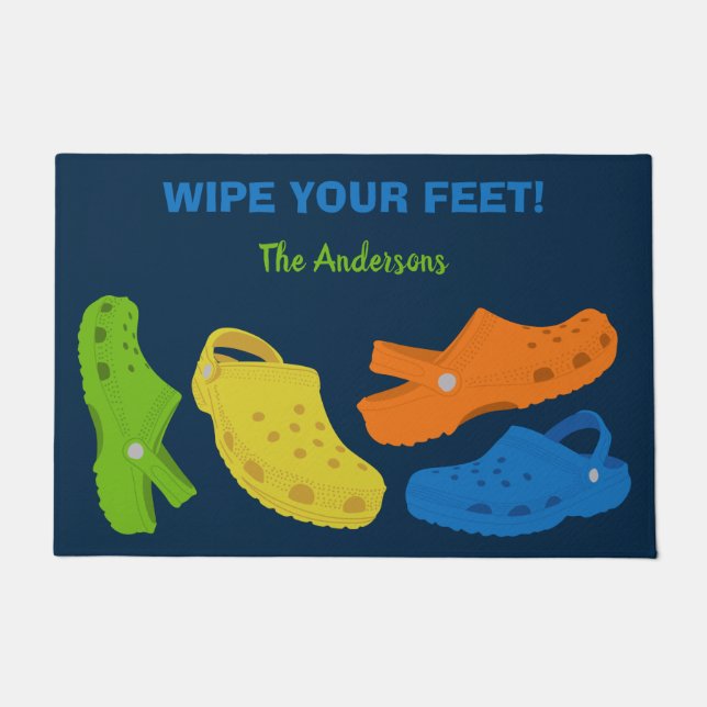 Plastic Casual Moccasin Shoes Collage Custom Doormat (Front)