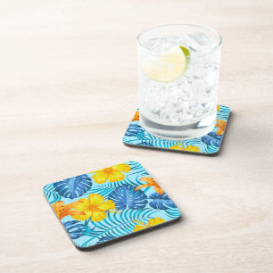 Plastic Coaster Tropical Palms Print