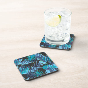 Plastic Coasters Tropical Palms Print