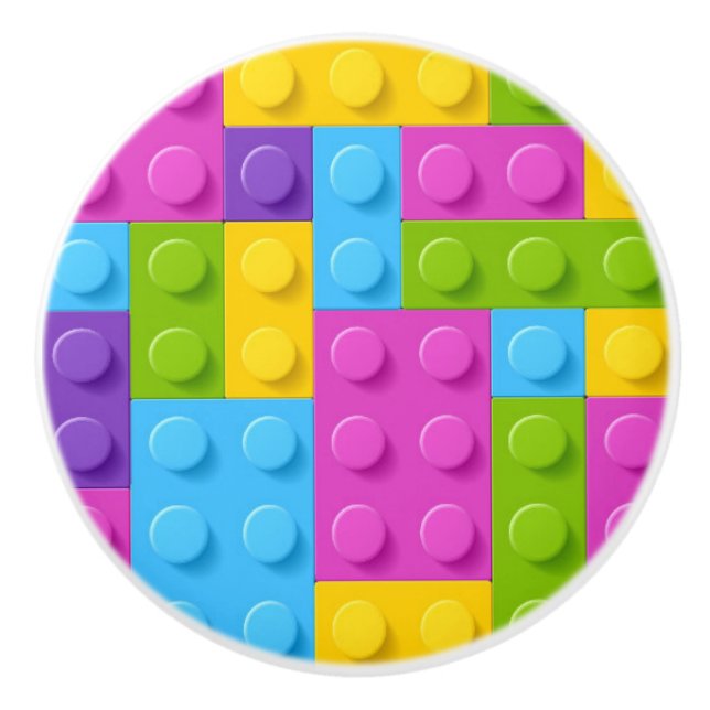 Plastic Construction Blocks Pattern Ceramic Knob (Front)