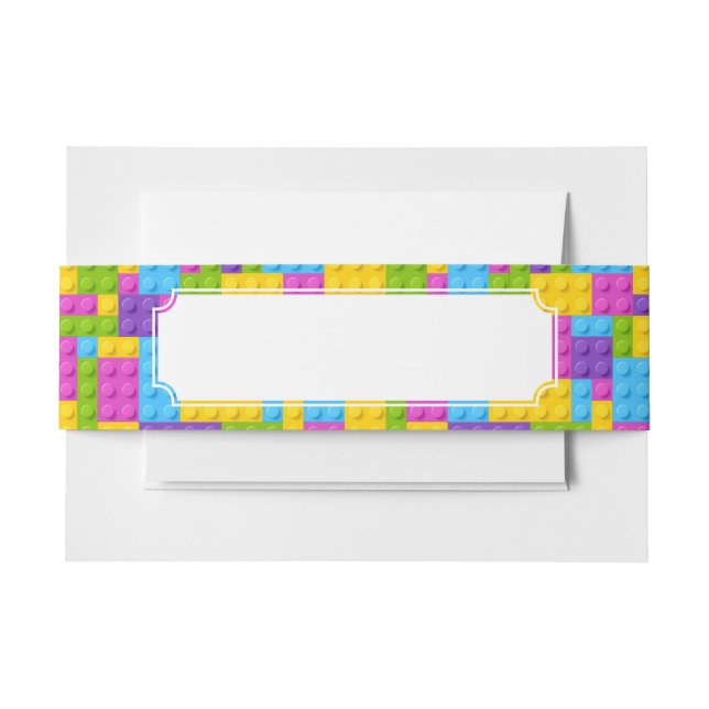 Plastic Construction Blocks Pattern Invitation Belly Band (Front Example)