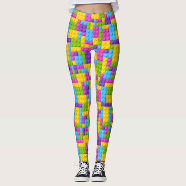Plastic Construction Blocks Pattern Leggings (Front)