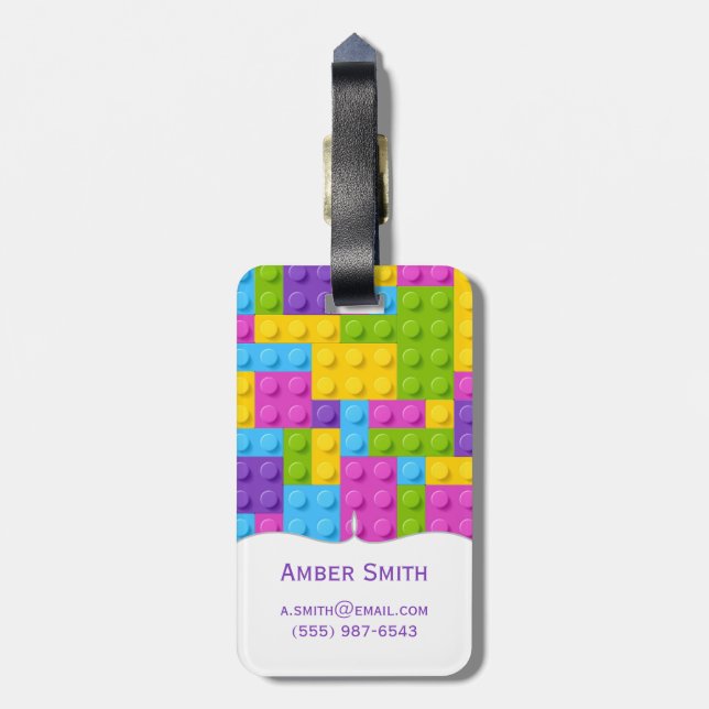 Plastic Construction Blocks Pattern Luggage Tag (Back Vertical)