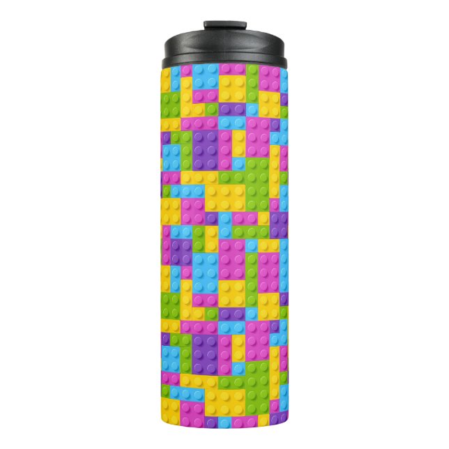 Plastic Construction Blocks Pattern Thermal Tumbler (Front)