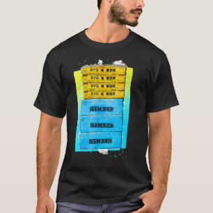Plastic Crates Stacked Japanese Words Kanji Text W T-Shirt