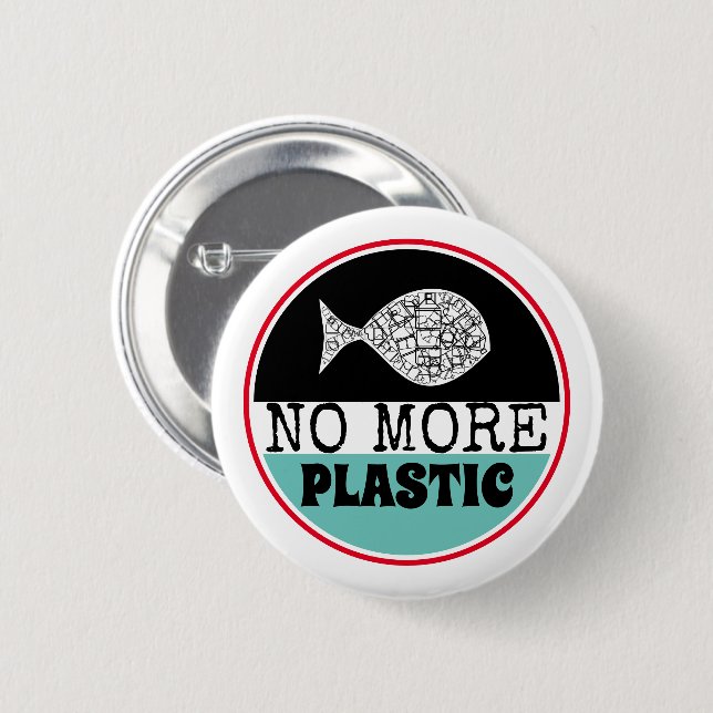 Plastic Fish, Climate Change 6 Cm Round Badge (Front & Back)