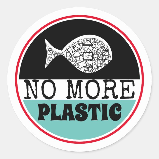 Plastic Fish, Climate Change Classic Round Sticker (Front)