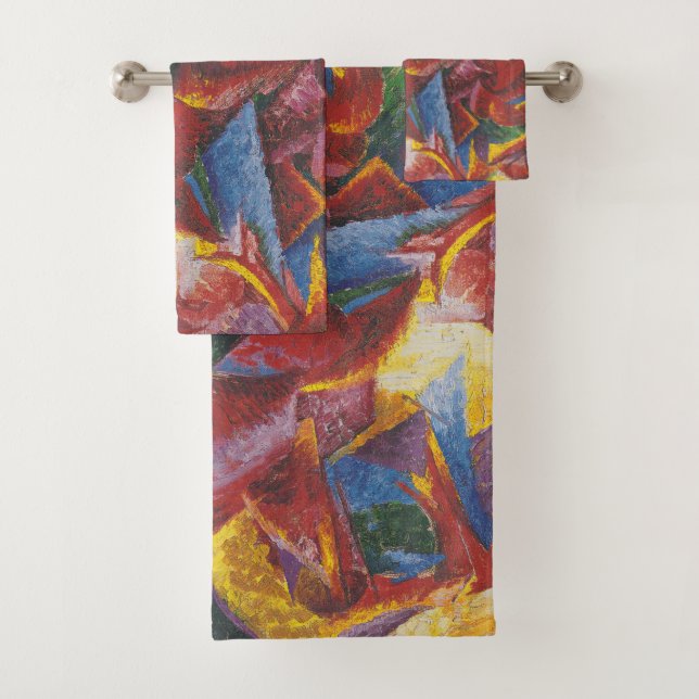 Plastic forms of a horse - Umberto Boccioni Bath Towel Set (Insitu)