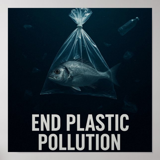 Plastic-Free Oceans – Marine Life Awareness  Poster (Front)