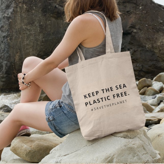 Plastic Free | Sea Pollution Save The Planet Tote Bag (Creator Uploaded)