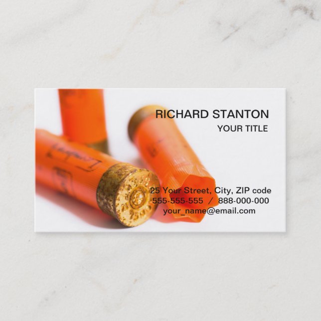 Plastic hunt cartriges business card (Front)