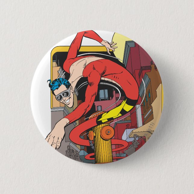 Plastic Man Shape-Shifts in the City 6 Cm Round Badge (Front)