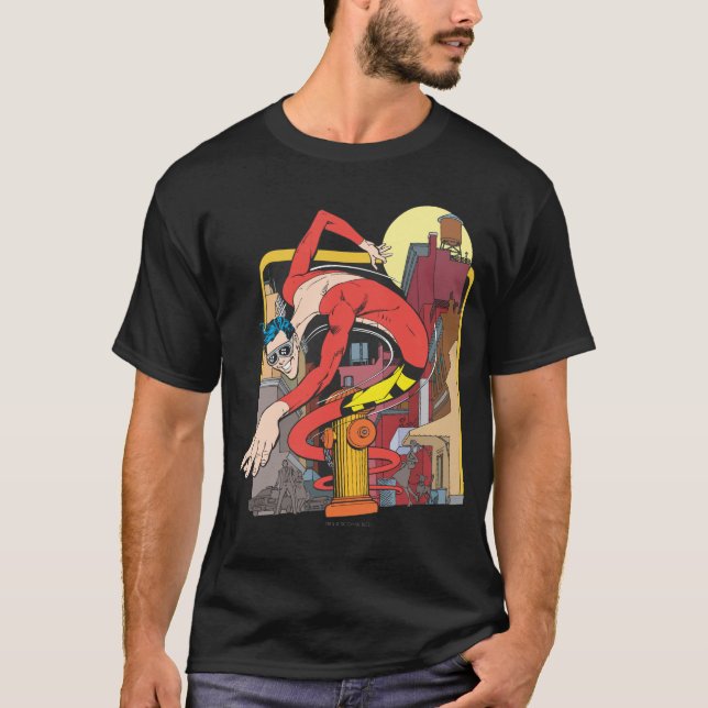 Plastic Man Shape-Shifts in the City T-Shirt (Front)