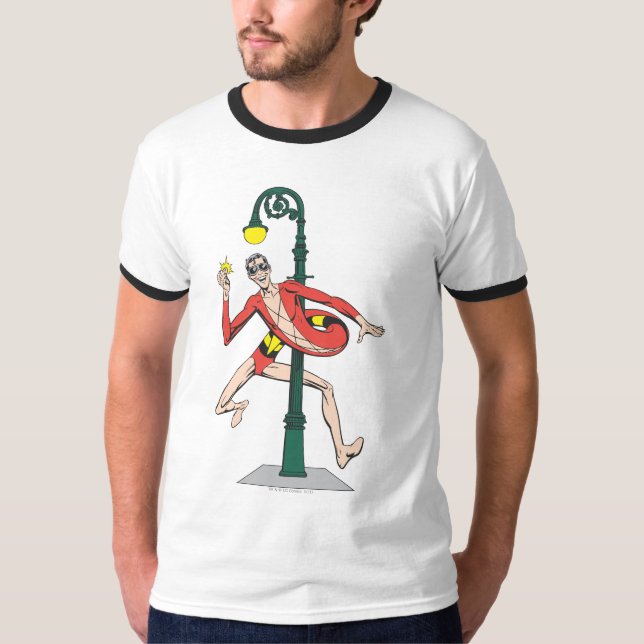 Plastic Man Wraps Streetlamp T-Shirt (Front)