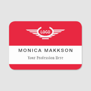 Plastic Name Tag Magnetic or Pin Custom Logo