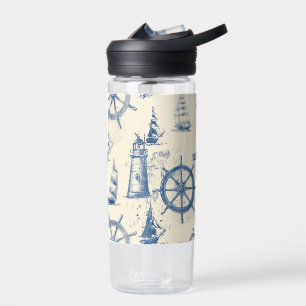 Plastic Nautical Thermos with Anchor and Helm Desi Water Bottle