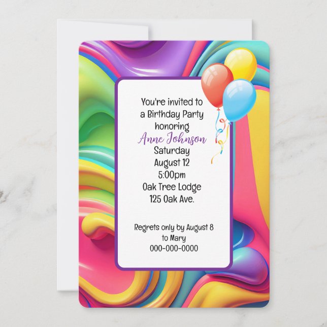 Plastic Psychedelic Birthday Invite (Front)