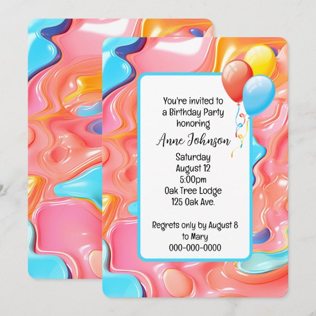 Plastic Psychedelic Birthday Invite (Front/Back)