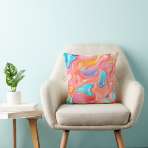 Plastic Psychedelic Fluid Shapes Cushion