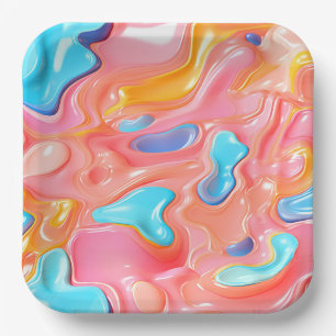 Plastic Psychedelic Fluid Shapes Paper Plate