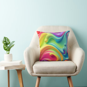 Plastic Rainbow Fluid Shapes Cushion
