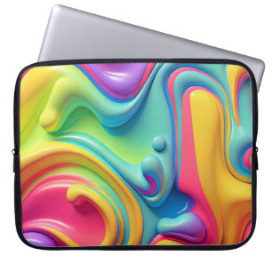 Plastic Rainbow Fluid Shapes Laptop Sleeve
