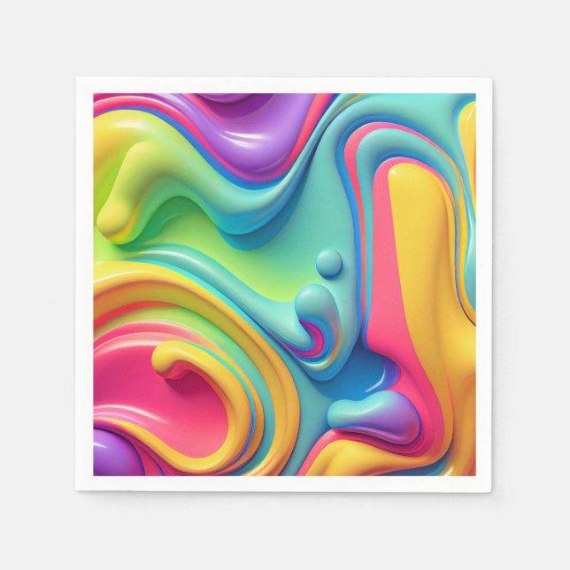 Plastic Rainbow Fluid Shapes Napkin (Front)