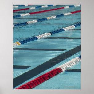 Plastic separators in a swimming pool creating poster