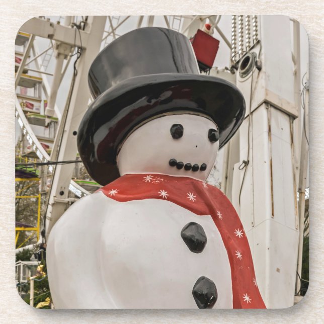 Plastic snowman view coasters (Front)
