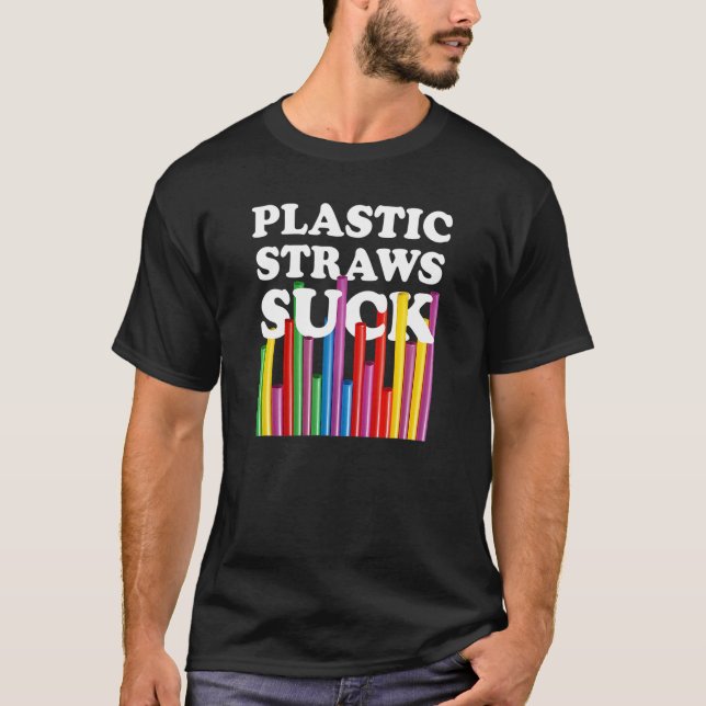 Plastic Straws Pun Ocean Conservation Turtle Aware T-Shirt (Front)