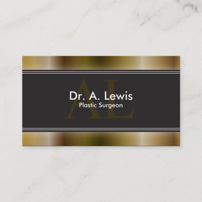 Plastic Surgeon Business Card - Metal Monogram (Front)