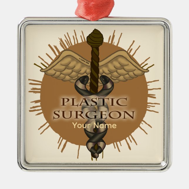 Plastic Surgeon Caduceus Square Ornament (Front)
